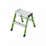 Scara mobila dubla cu trepte pe doua parti din aluminiu, Krause, Monto &quot;Rolly&quot;, 2.45m inaltime lucru, 2x2 trepte, pliabila, verde