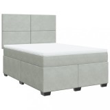 Cumpara ieftin Pat box spring cu saltea, gri deschis, 140x200 cm, catifea