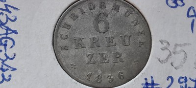 GERMANIA 6 KREUZER 1836 HESSEN foto