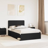 Cumpara ieftin Cadru de pat cu headboard Negru 120 x 200 cm Lemn de pin masiv