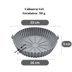 Tava de Copt din Silicon Koken, Rezistenta la Temperaturi Inalte, Friteuza/Cuptor/Microunde, Reutilizabila, Gri - 1 Tavǎ 16 x 23 cm