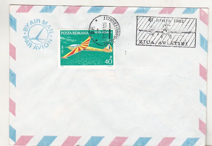 bnk fil Plic stampila ocazionala Ziua aviatiei 1981 Satu Mare