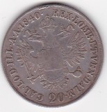 Moneda Argint Austria 20 Kreuzer 1840 E Alba Iulia - Agățată