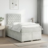 Cumpara ieftin Pat boxspring cu saltea Gri deschis 120 x 200 cm Catifea