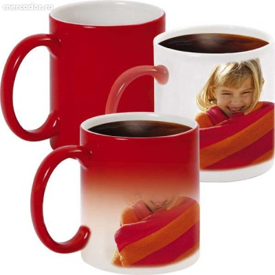 Cana personalizata termosensibila rosie foto