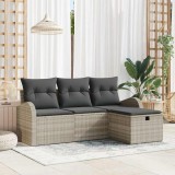 VidaXL Set de canapele pentru grădină 4 pcs Gri deschis Rattan poli