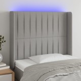 Cumpara ieftin Tăblie de pat cu LED, gri deschis, 83x16x118/128 cm, textil