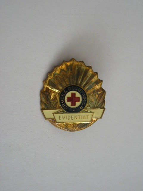 QW9 J 64 - Insigna - tematica medicina - Crucea rosie a RSR - Evidentiat - Mare