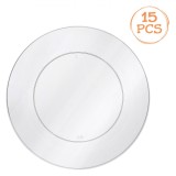 Farfurii Intinse, Model Transparent, Set 15 Bucăți, Plastic, Reutilizabile, Diametru 18 cm, Oem