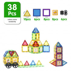 Set de Constructie Magnetic Tiles 3D, jucarii educationale 38 piese