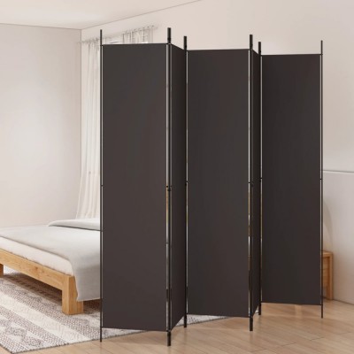 vidaXL Paravan de cameră cu 5 panouri maro 250x220 cm material textil foto