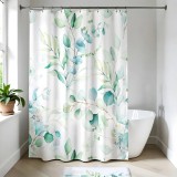 Perdea Duș 180X200 Cm Design Floral &ndash; Aquarelle &ndash; Bleu Verde