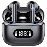 Căști wireless TWS cu anulare a zgomotului de 40 dB, Bluetooth 5.3, 6 microfoane și tehnologie ENC, afișaj LED, apeluri HD și mod transparență