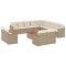 Set canapele de gradina, 14 piese, cu perne, bej, poliratan