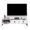 Suport multifuncional pentru monitor, TV, cu 2 sertare, greutate maxima suportata 10kg, din lemn si plastic, alb