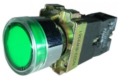 Buton verde iluminat cu revenire pentru tablouri electrice 1NO 6A 1W 230V