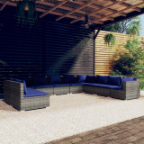 VidaXL Set mobilier de grădină cu perne, 10 piese,gri, poliratan
