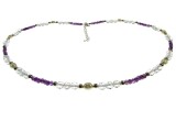 Colier Argint 925 Dama cu Ametist, Topaz &amp; Perle de Cultura Naturale, 44cm + 4cm