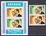 Grenada Grenadines 1973 nunta regala MI 1-2 + bl.1 MNH