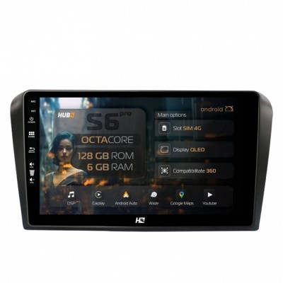 Navigatie Mazda 3 (2003-2009) 6GB RAM Android 13 Octacore Slot Sim 4G DSP GPS Wi-FI Carplay Android Auto USB Bluetooth Waze Touchscreen 9 Inch foto