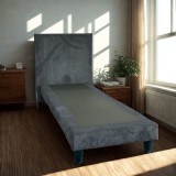 Pat Milano Premium din Lemn Masiv - 90&times;200 cm Gri / Pat + Saltea
