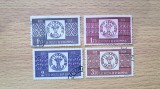 Lot 4 Timbre Romania 1958 Centenarul Primului Timbru Cap de Bour Valori Mari Stampilate - RO1