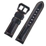 Curea piele compatibila Pebble Time, telescoape Quick Release, 22mm, Negru, Very Dream