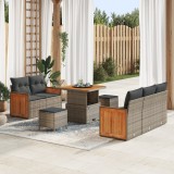 Set de canapea grădină vidaXL cu perne gri din ratan poli, Canapea grădină vidaXL cu 2 locuri și perne gri din ratan poli, Set dining grădină cu 3 pie