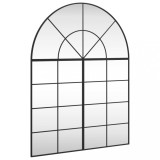 Cumpara ieftin Oglinda de perete, negru, 100x130 cm, arcuita, fier