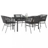 Gossi set de sufragerie de gradina 5 piese neagra sticla poly rattan