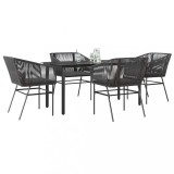 Gossi set de sufragerie de gradina 5 piese neagra sticla poly rattan