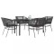 Gossi set de sufragerie de gradina 5 piese neagra sticla poly rattan