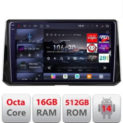 Navigatie Toyota Corolla 2019- Edotec Kit-388-levin 8 core QLED 2K 16+512 360 Android Waze USB Navigatie Internet Youtube Radio CarStore Technology foto