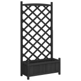 Cumpara ieftin Jardiniera cu spalier, negru, 75 x 35 x 150 cm, lemn masiv de brad
