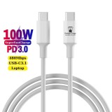 Cablu date si incarcare rapida 100W, PRESTIGE CHARGE&reg;, SuperFastCharge pentru Laptop, Samsung, Iphone 15, PREMIUM, USB-C la USB-C, Type C, 2m, alb