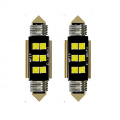 Set 2 becuri auto 6LED SMD C5W, 41mm, canbus, 6000K, 1200lm, 12V