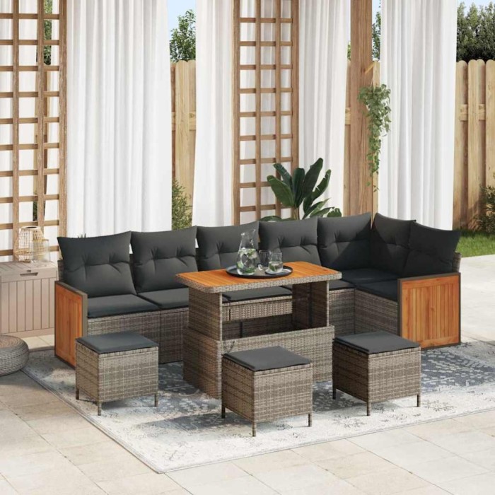vidaXL Set de canapele pentru grădină 10 pcs Gri 110 x 55 x 71 cm 3363333