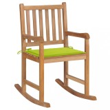 vidaXL Scaun balansoar cu pernă verde aprins, lemn masiv de tec