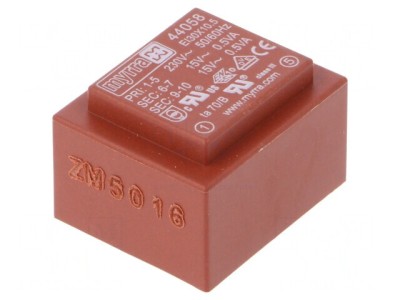 Transformator &amp;icirc;ncapsulat 1VA 230V AC 15V 33mA PCB foto