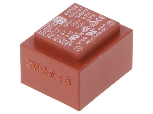 Transformator &icirc;ncapsulat 1VA 230V AC 15V 33mA PCB