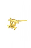 Piercing Nas Argint 925 Placat Aur 18K Craniu - Model Premium, Fara Nichel