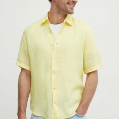 BOSS cămașă de in ORANGE culoarea galben, cu guler clasic, regular 50489345