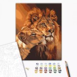 Pictura pe numere - Iubirea dintre lei, 40x50 cm | Brushme
