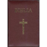 Biblia medie, 063, coperta piele, grena, cu cruce, margini aurii, repertoar, fermoar