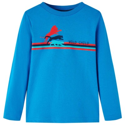 Tricou de copii cu m&amp;acirc;neci lungi albastru cobalt 116 foto