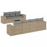 Cumpara ieftin Set canapele de gradina, 8 piese, cu perne, bej, poliratan