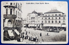 Oradea Mare 1929 Piata Regina Maria Nagyvarad Bemer ter. - printata, animata, circulata la Apa