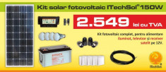 Kit (sistem) solar fotovoltaic ITechSol? 150W pentru iluminat si alimentare TV,... foto