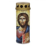 Lumanare Decorativa cu LED, Model Isus, Culoare Alb, Dimensiuni 6.5x18cm, Functionare pe Baterii, Oem