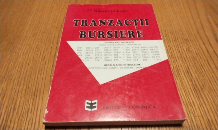 TRANZACTII BURSIERE Pietele Futures si de Optiuni - Mihaela Gradu -1995, 207 p.